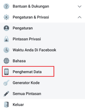 masuk menu mode penghemat data