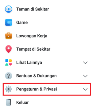 masuk opsi pengaturan dan privasi