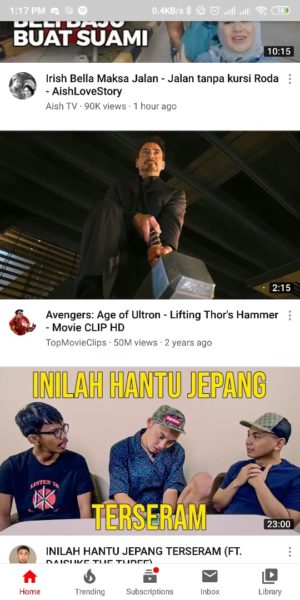 halaman awal youtube