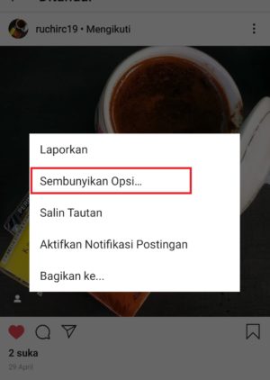 pilih sembunyikan opsi