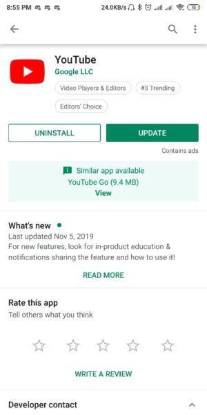 Update Youtube Versi BAru