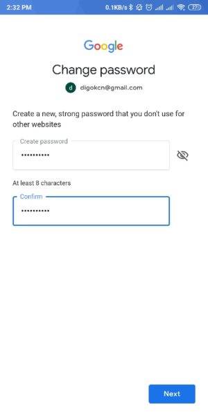 Masukkan Password baru