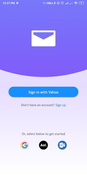 Tampilan awal aplikasi yahoo