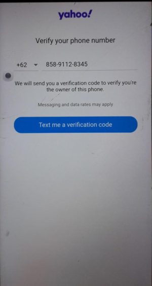 Proses verifikasi nomor HP