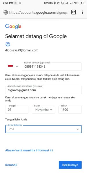 masukkan data lainnya