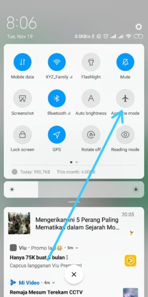 mode pesawat