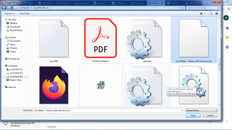 Pilih File yang akan diupload