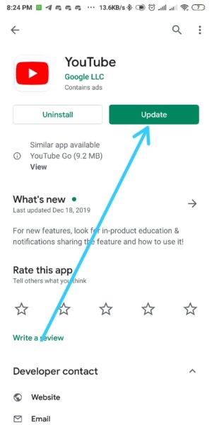 Update Youtube
