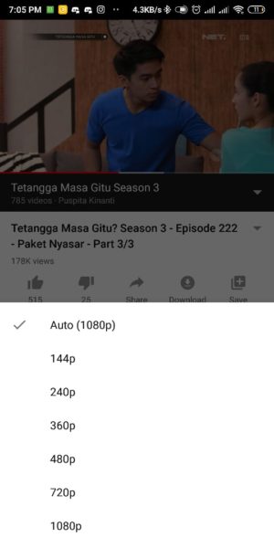 pilih kualitas video