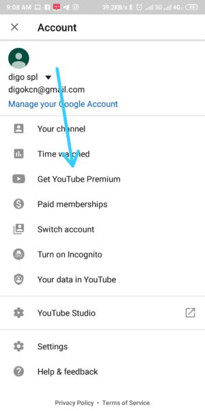 tap get youtube premium