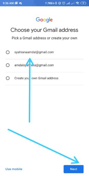 Pilih Alamat Email