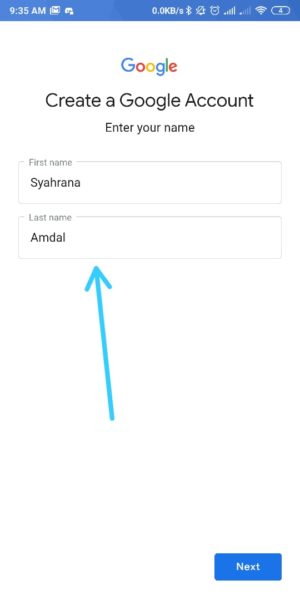 Masukkan Nama Depan dan Nama Belakang