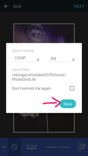 tap save untuk menyimpan gambar