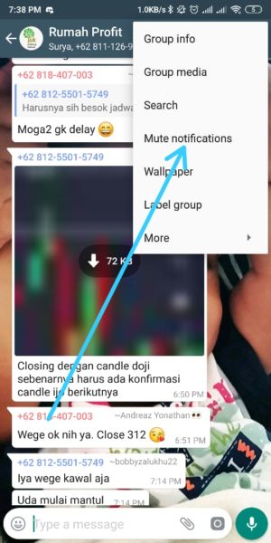 Cara mematikan notifikasi grup whatsapp yang mengganggu 2 Pilih Mute Notofikasi