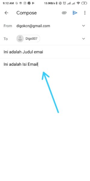 masukkan juduk dan isi email