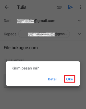 klik oke untuk konfirmasi pesan akan di kirim