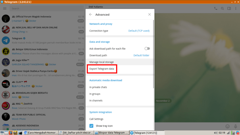 Cara export data telegram (untuk backup chat, kontak, dll) 9