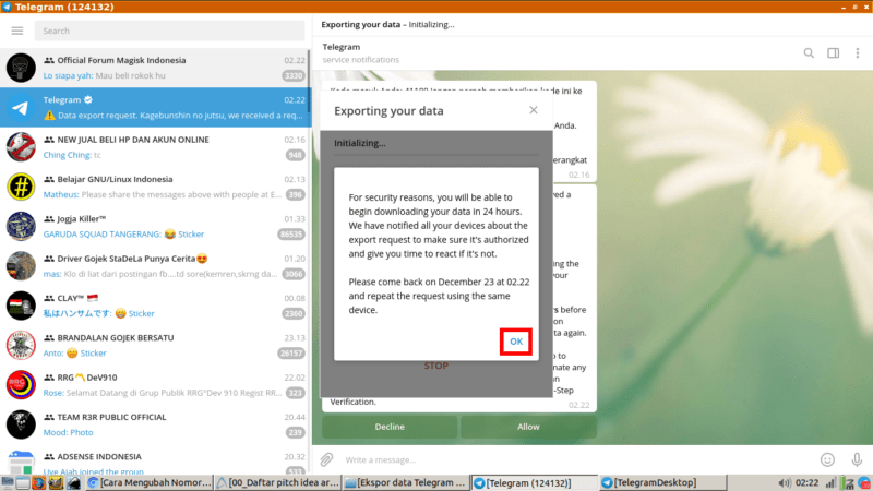 Cara export data telegram (untuk backup chat, kontak, dll) 15