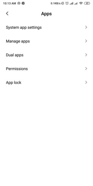 Pilih manage apps