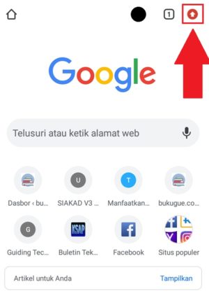 Membuka menu pada browser