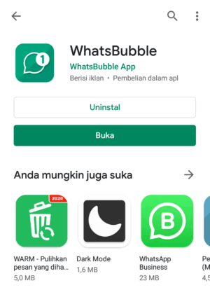 buka aplikasi WhatsBubble