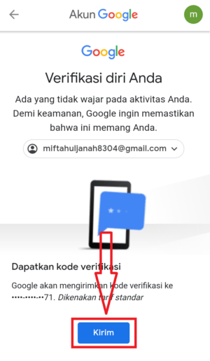 kirim kode verifikasi 