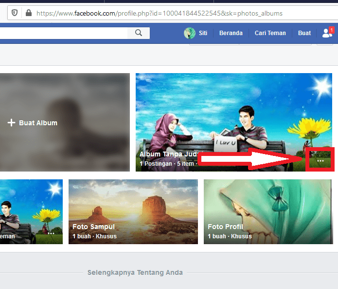 klik titik tiga pojok bawah album