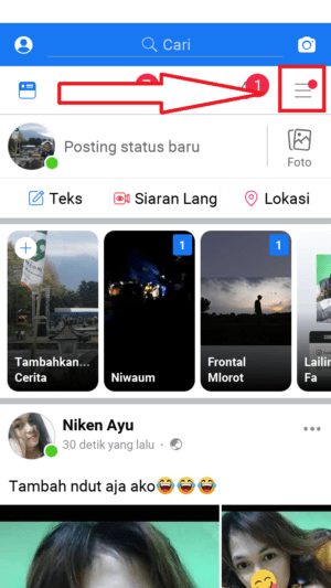 tap icon garis tiga pojok kanan atas