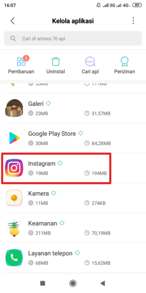 Cara menghapus Cache cookie dan data Instagram