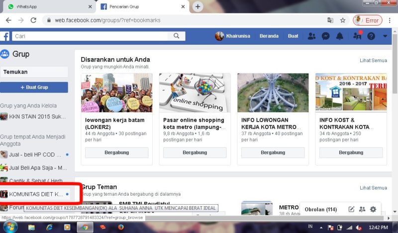 Cara menghilangkan notifikasi grup facebook