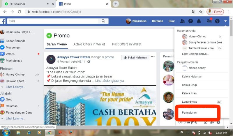 Pilih menu pengaturan