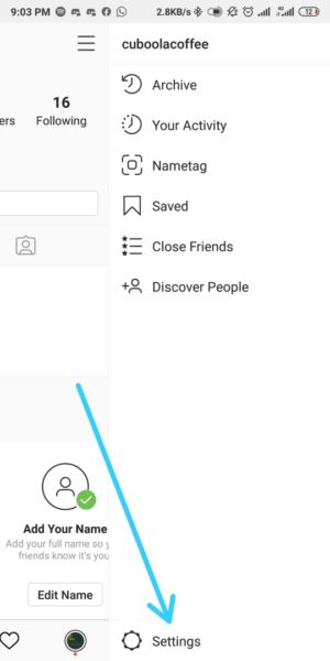 Cara memprivate akun instagram 2 Pilih Setting