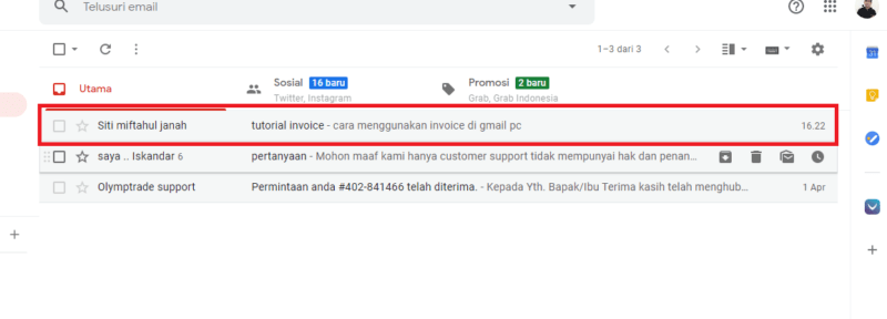 klik pesan email 