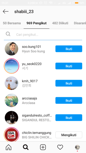 Urutan following atau follower di instagram berdasarkan apa? 37