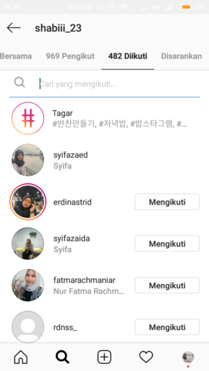 Urutan following atau follower di instagram berdasarkan apa? 43