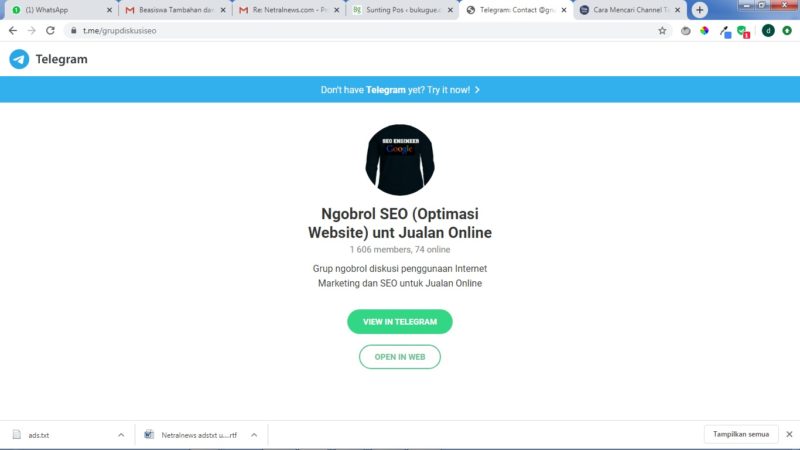 Halaman Group Telegram