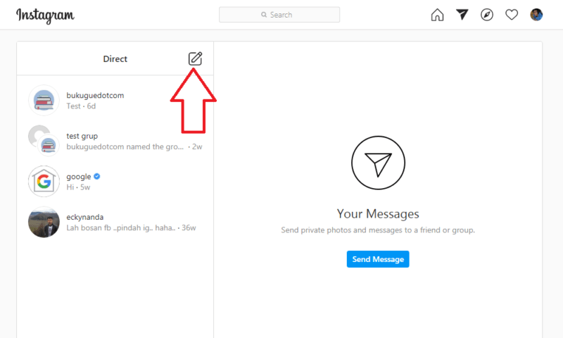 Cara mengirim DM Instagram di Komputer atau PC 3