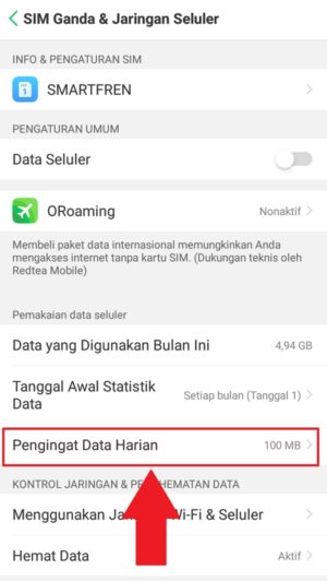 Memberikan limit data harian di ponsel