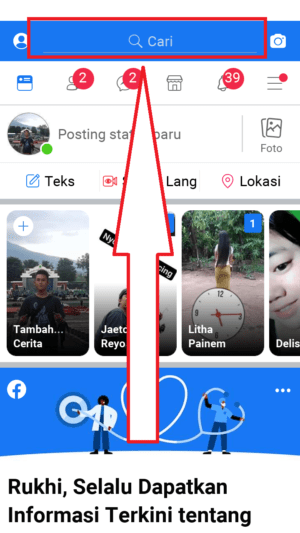 Cara Menghapus Riwayat Pencarian di Facebook 10 klik kolom pencarian
