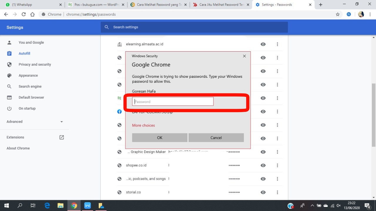 Cara melihat password yang tersimpan di Chrome 28