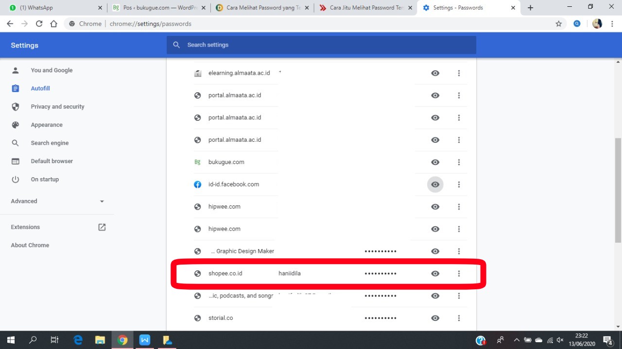 Cara melihat password yang tersimpan di Chrome 22