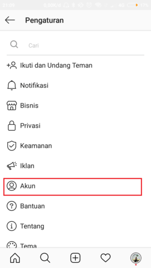 Cara membuat akun Instagram Bisnis 33 buka pengaturan "akun"