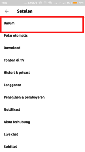 Cara mengubah trending Youtube berdasarkan negara tertentu 5 buka setelan "umum"