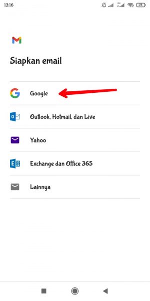 pilih menu "Google"