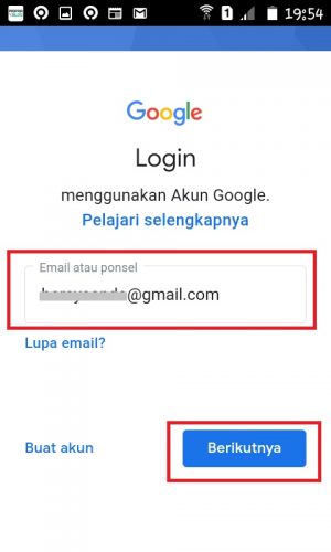 Masukan nama akun email. 