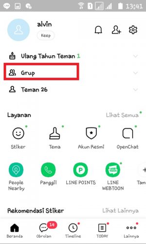 Tap "grup".