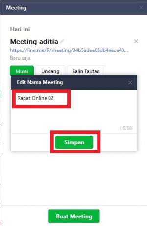 Ganti nama "Meeting" dan tap "Simpan". 