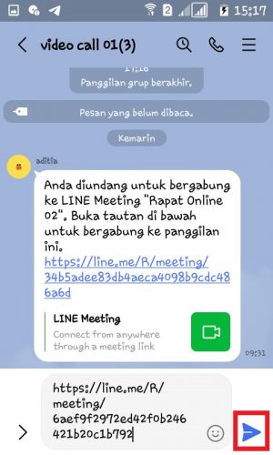 Tap icon "Send" untuk mengirim link. 