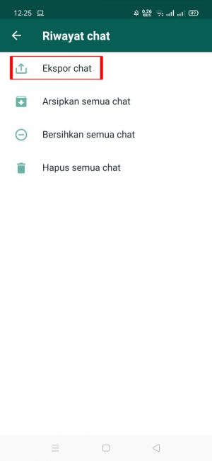  "Pilih dan tekan "Ekspor Chat".