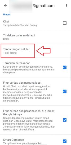 carai tab umum dan ketuk pada menu tanda tangan seluler
